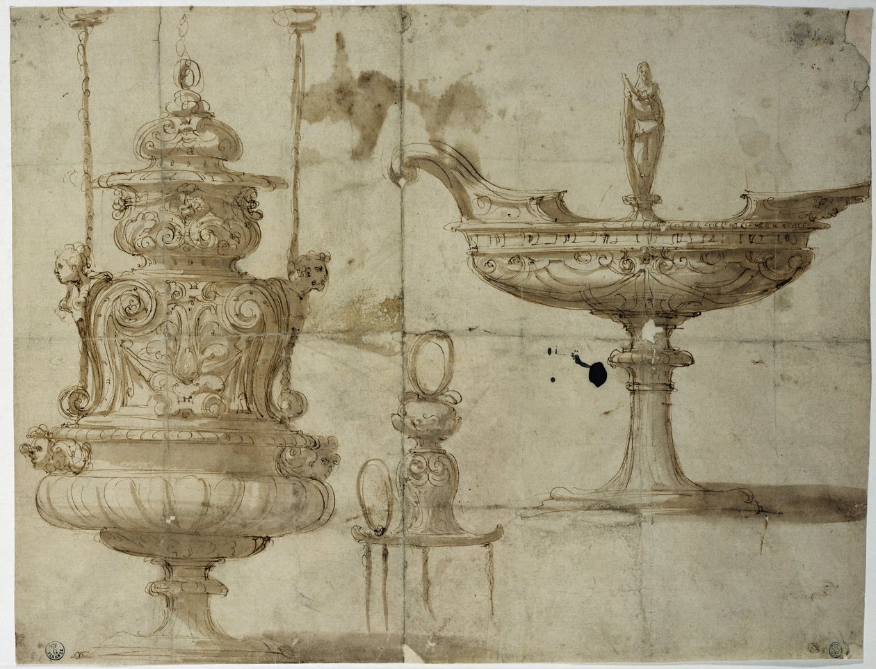Gümüş eşyalar için çalışma (Çizim by Benvenuto Cellini