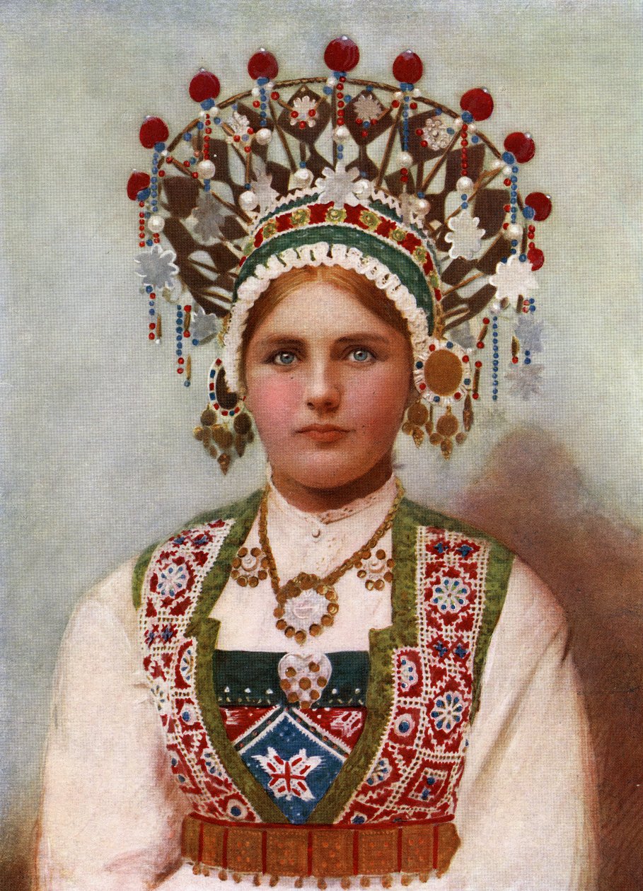 Norveçli kız gelinlik, 1899 (albüm baskısı) by Bergen, Norway Söstrene Persen