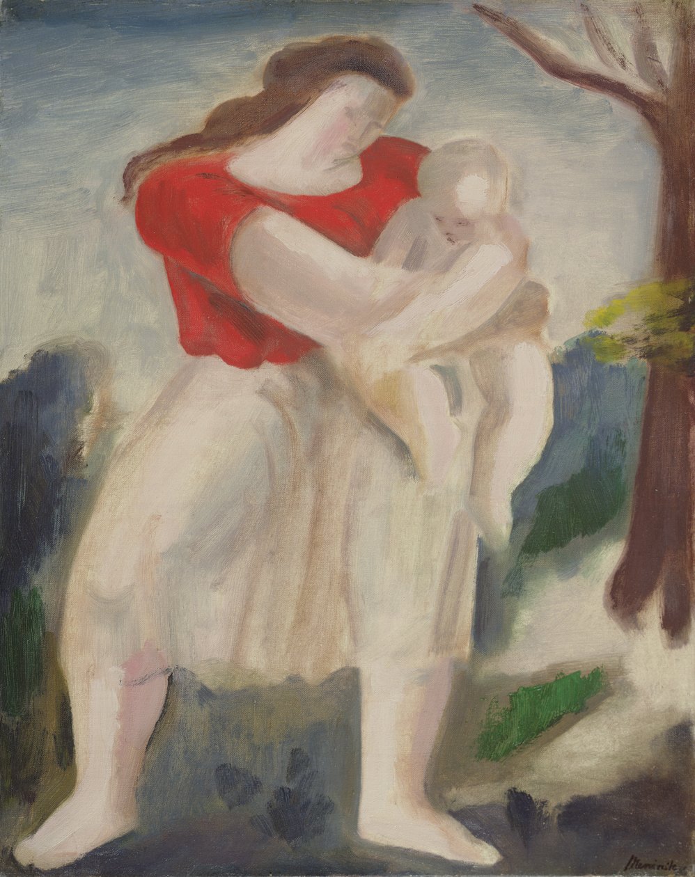 Anne ve Çocuk, c.1940 (gemide yağ) by Bernard Meninsky