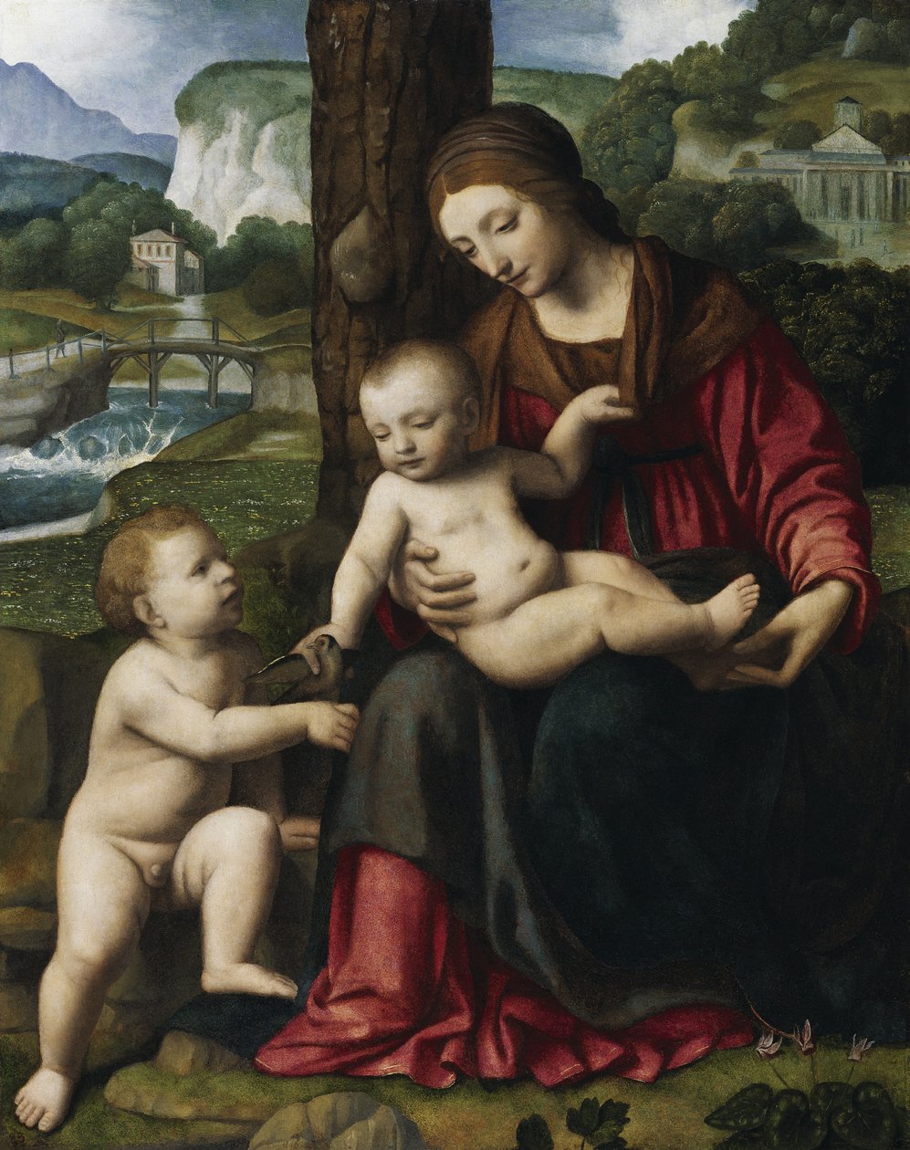 Çocuk ve San Giovannino ile Madonna by Bernardino Luini