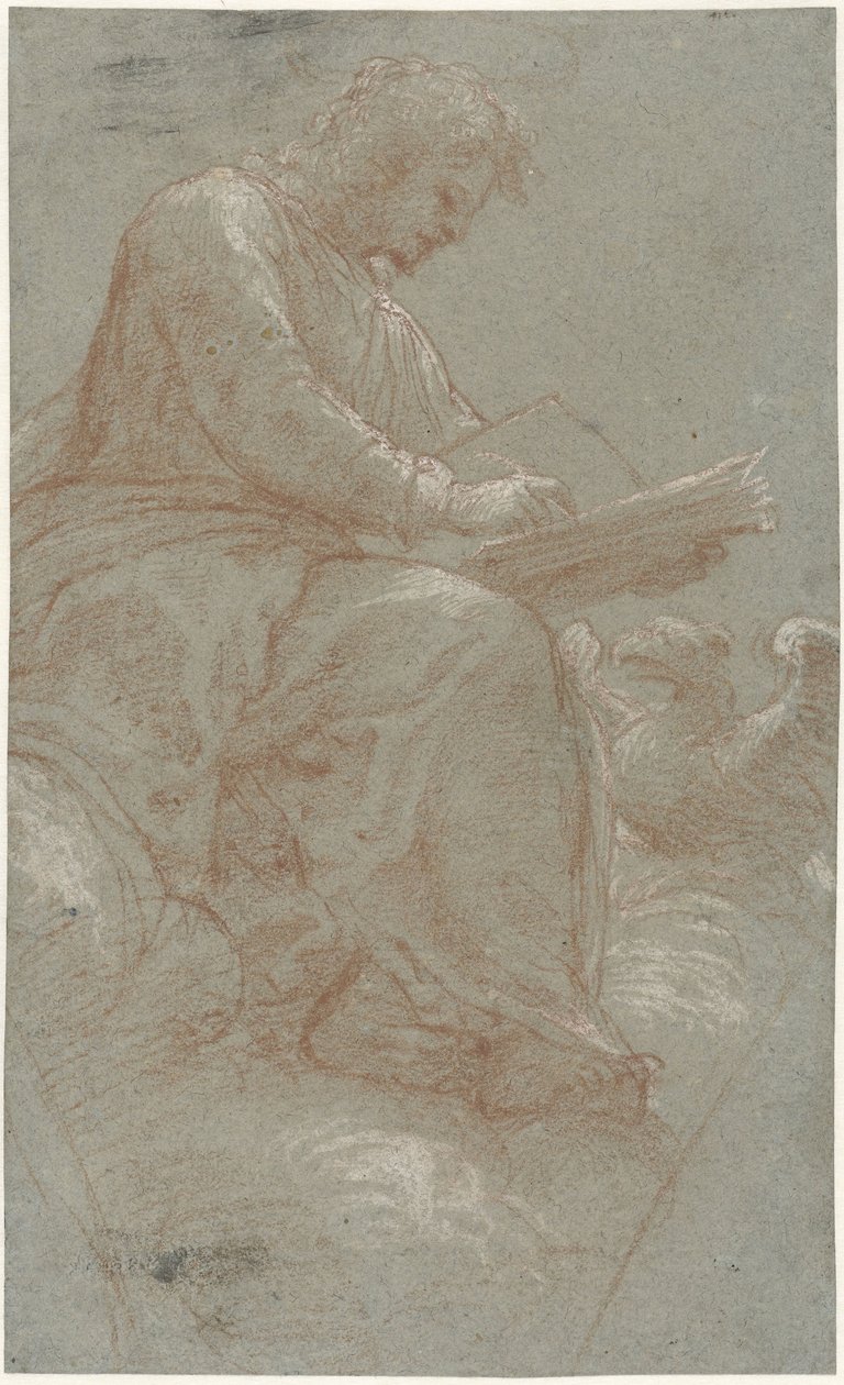 Aziz John bulutların üzerinde yazıyor by Bernardino Lanino (possibly)