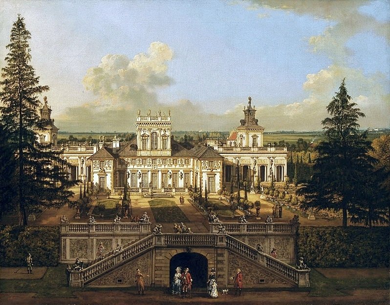 Bahçeden görüldüğü gibi Wilanów Sarayı by Bernardo Bellotto