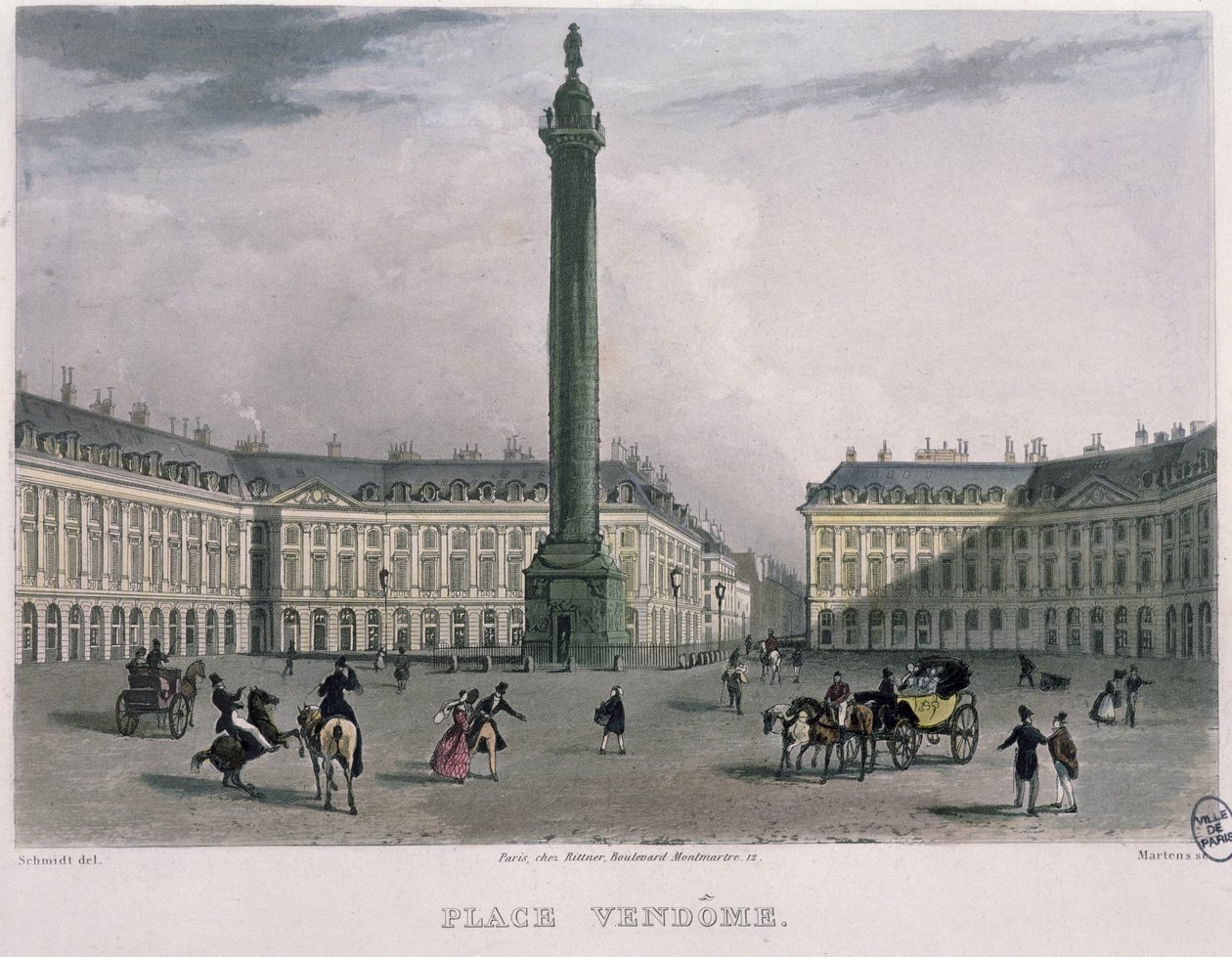 ಪ್ಲೇಸ್ ವೆಂಡೋಮ್, 1832 (ಬಣ್ಣದ ಕೆತ್ತನೆ) ಟರ್ಕ್ by Bernhard Schmidt
