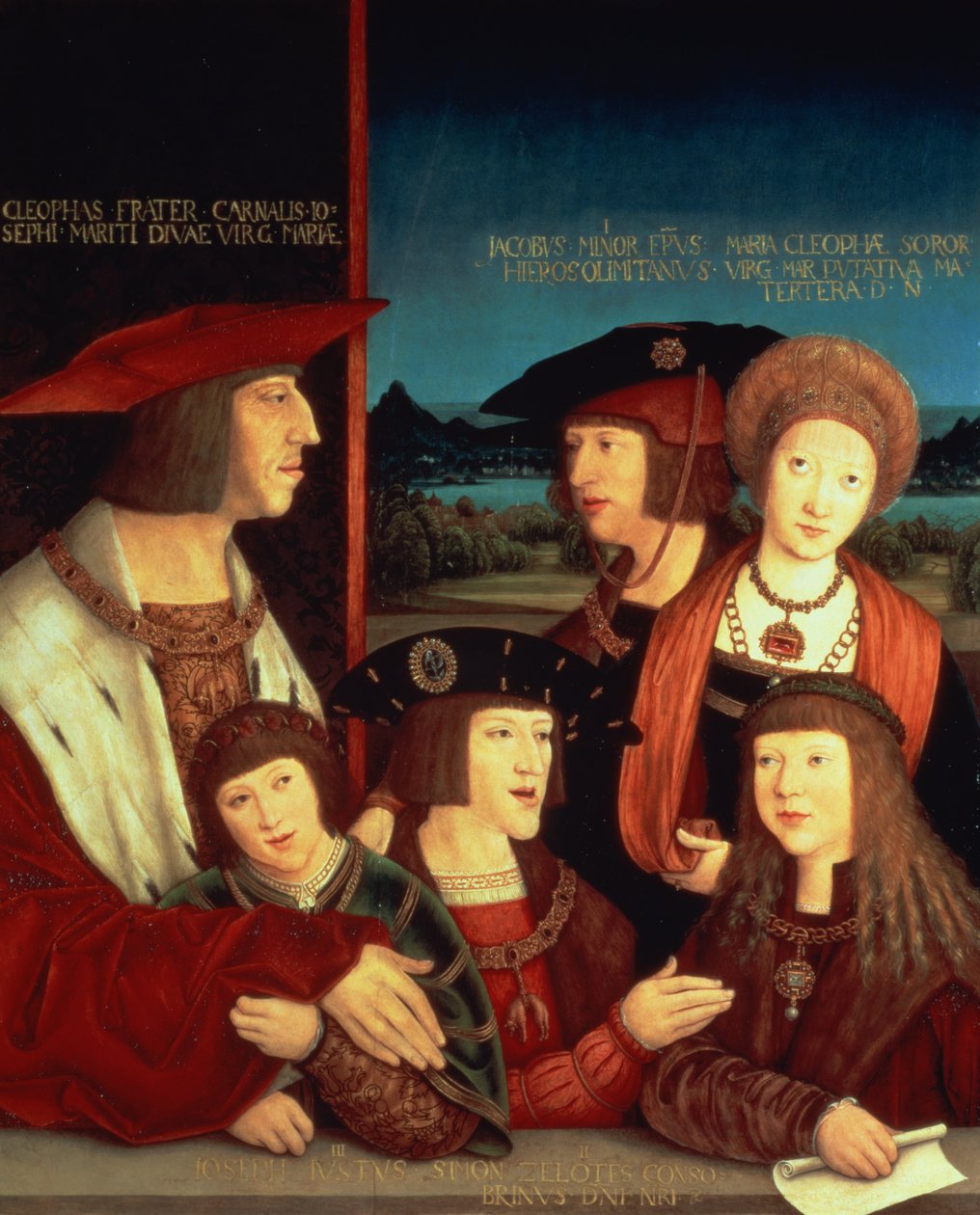 Maximilian I (1459-1519) ile ilk karısı Burgonya Mary (1457-82) arasında oğulları Philip I İspanya ve Kastilya Kralı (Adil) (1478-1506), oğulları Charles V (1500-58), Ferdinand I (150 by Bernhard Strigel