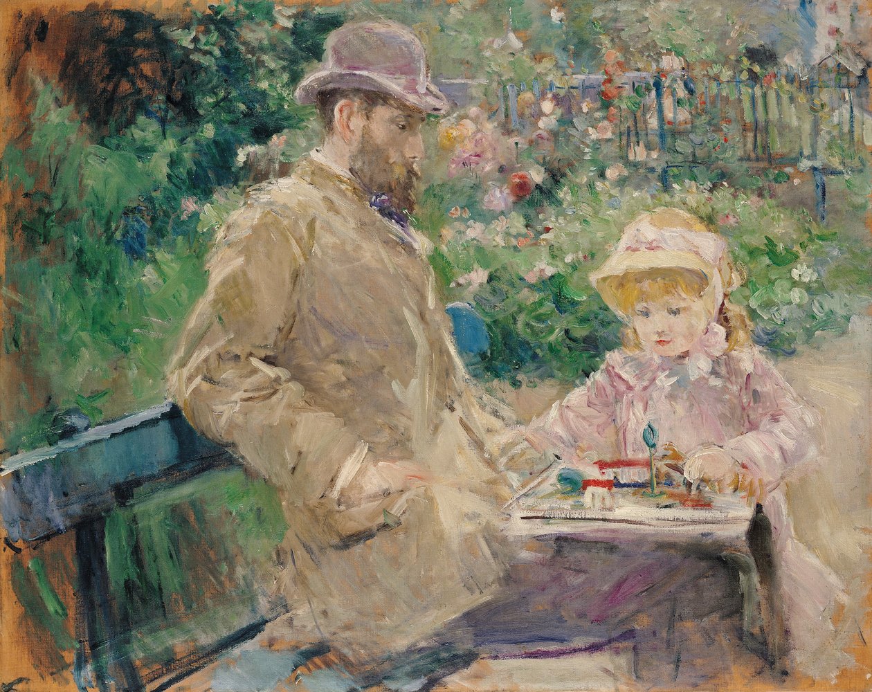 Eugene Manet (1833-92) kızıyla birlikte Bougival