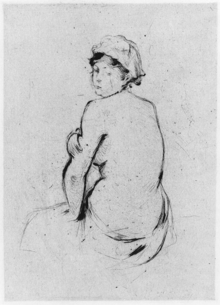 Arkadan görülen çıplak kadın, 1889 (kuru nokta) by Berthe Morisot