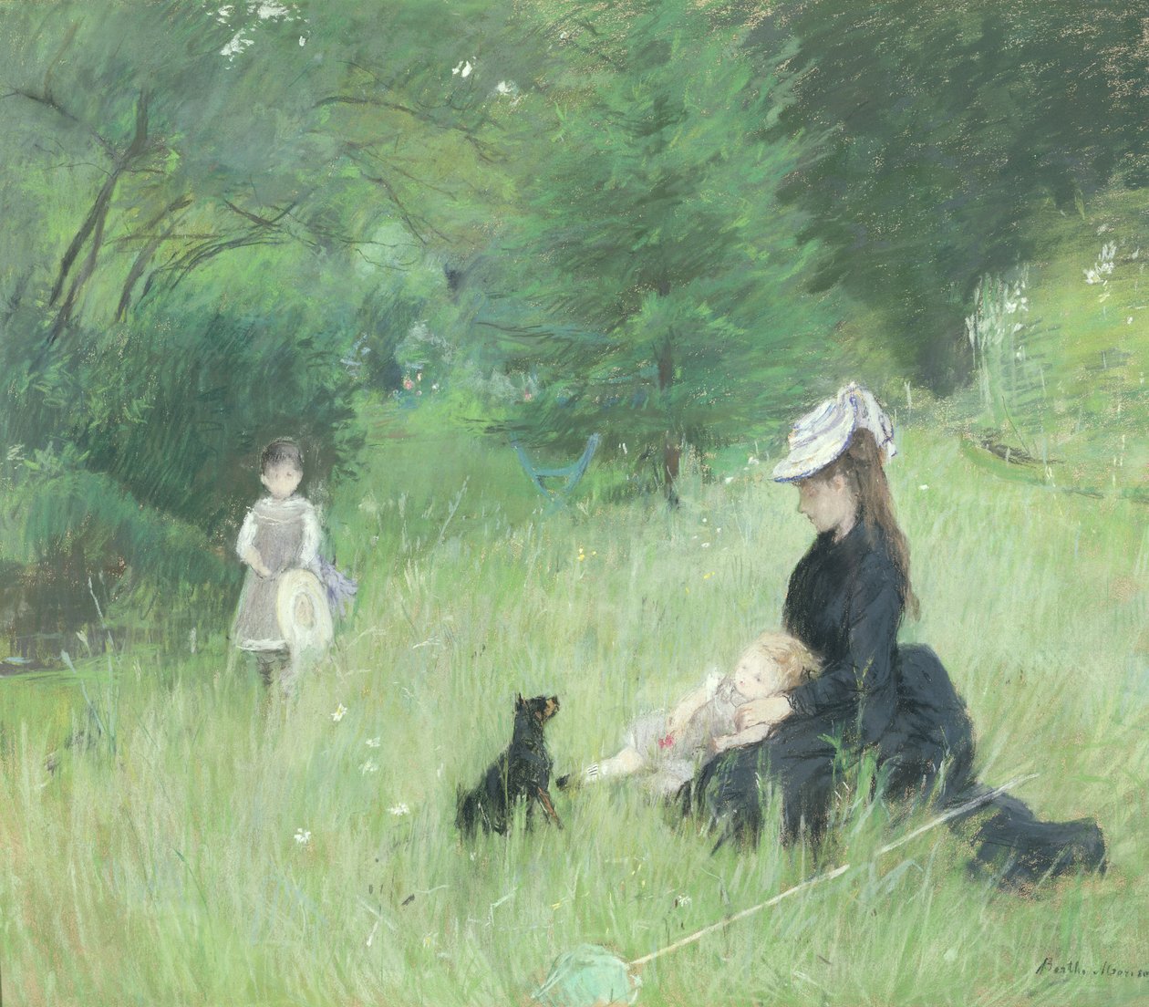 Bir Parkta, c.1874 (kağıt üzerinde pastel) by Berthe Morisot