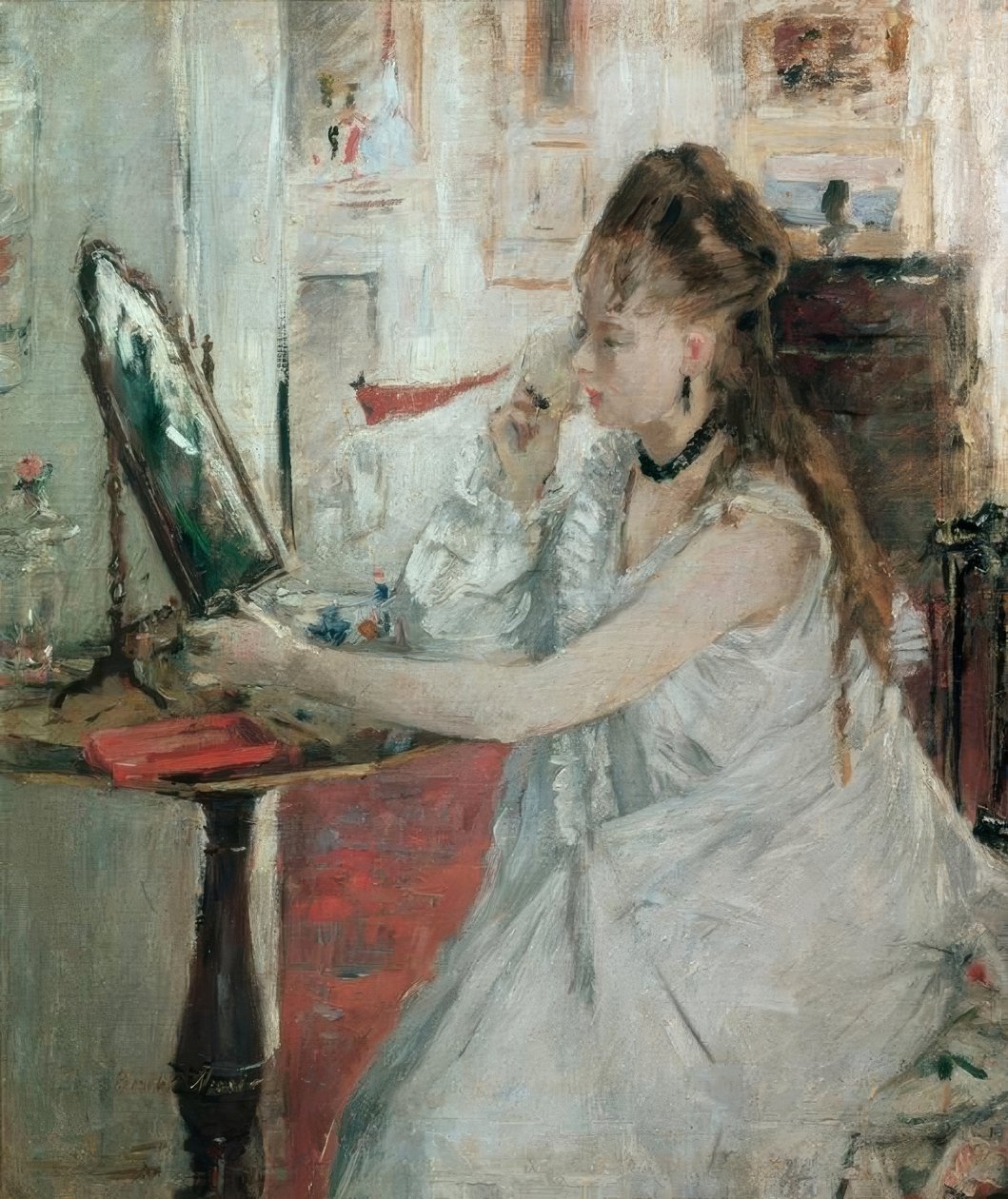 Jeune femme se poudrant (Genç kadın kendini pudralıyor) by Berthe Morisot