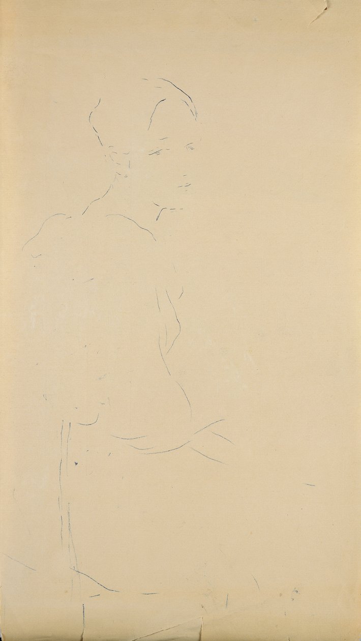 Oturan genç bir kadının profili, 1887 (kağıt üzerine renkli kalem) by Berthe Morisot