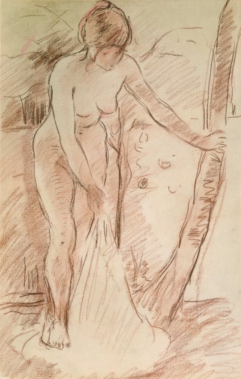 Ayakta Yıkanan, 1888 (kağıt üzerinde iyimser) by Berthe Morisot