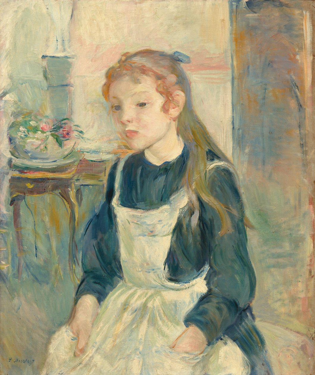 önlüklü genç kız by Berthe Morisot