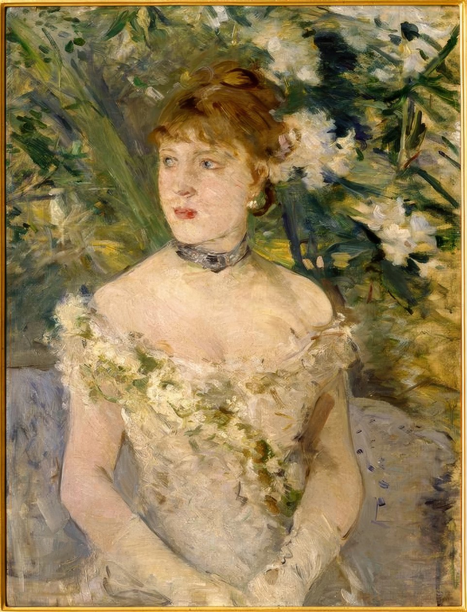 Balo elbiseli genç kadın by Berthe Morisot