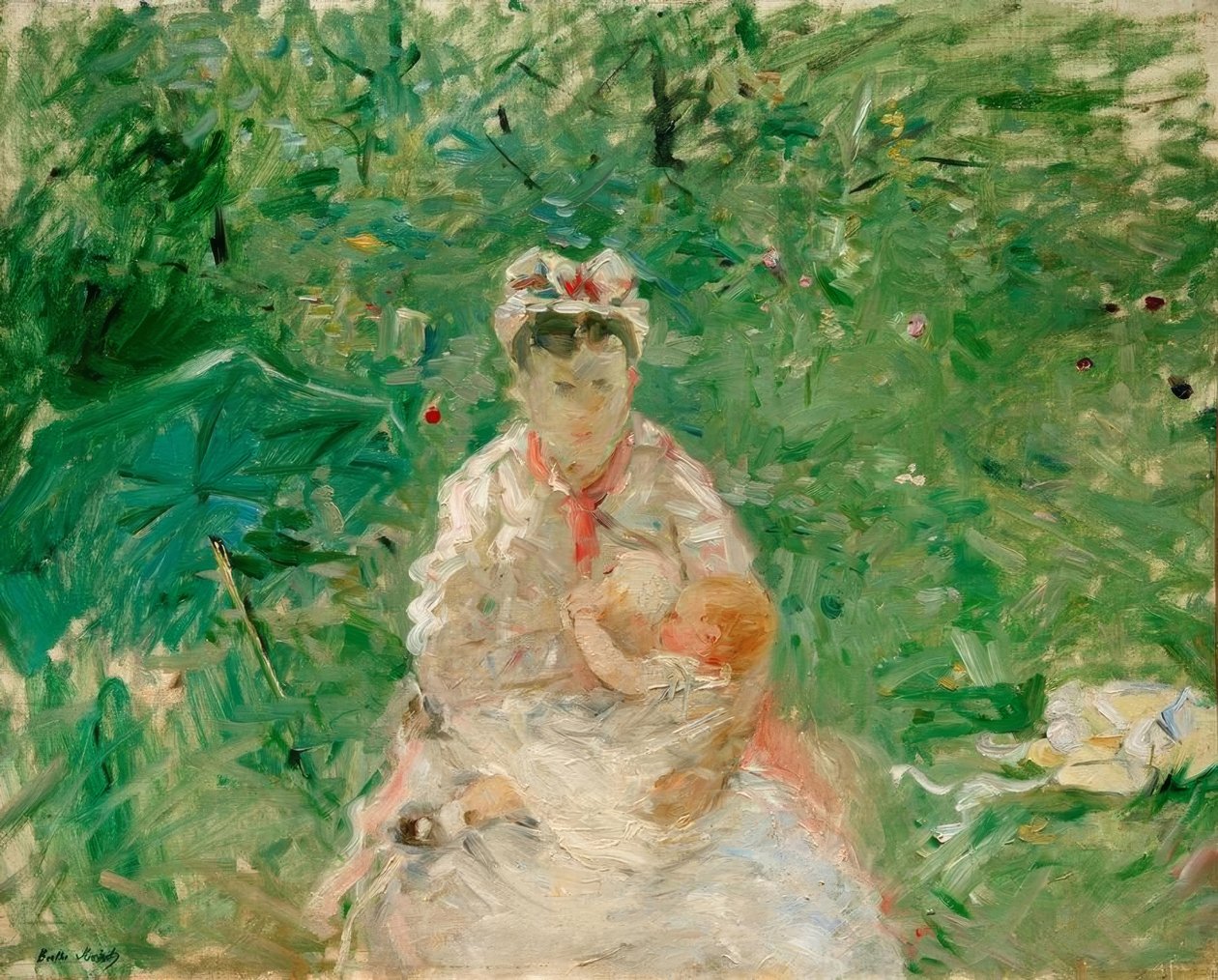 dadı ve bebek by Berthe Morisot