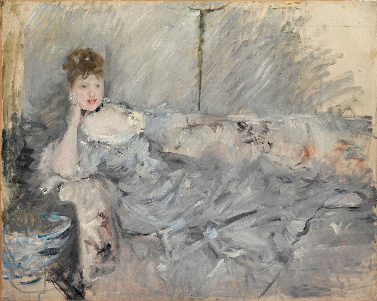 Gri yatan kadın, 1879. by Berthe Morisot