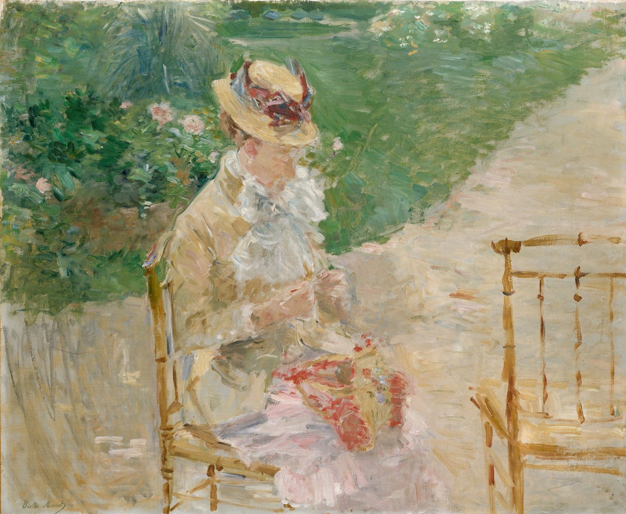 Genç Kadın Örgü, ca. 1883. by Berthe Morisot