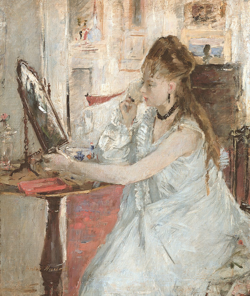 yüzünü pudralayan genç kadın by Berthe Morisot
