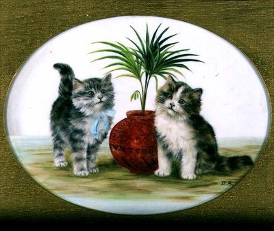 Avuç içi bir kasede yavru kedi by Bessie Bamber