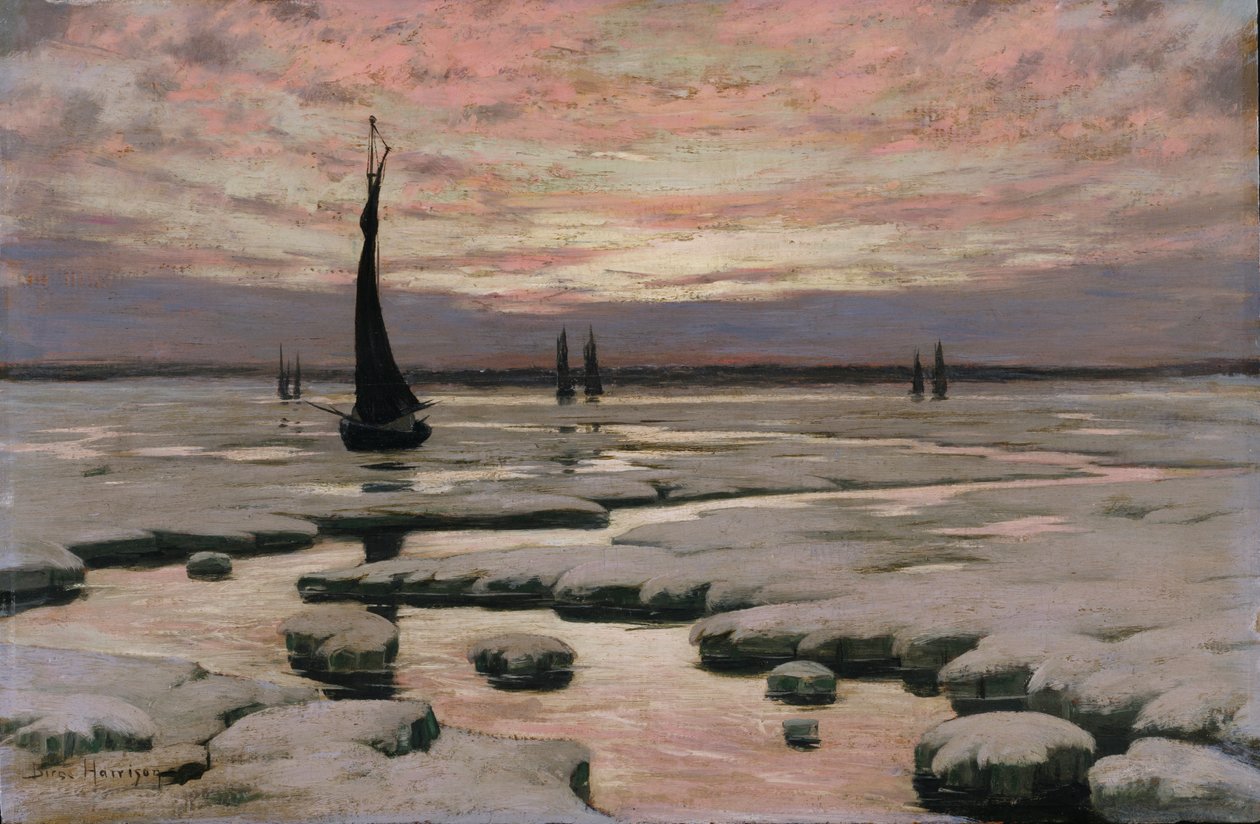 Kış Günbatımı, yaklaşık. 1890. by Birge Harrison