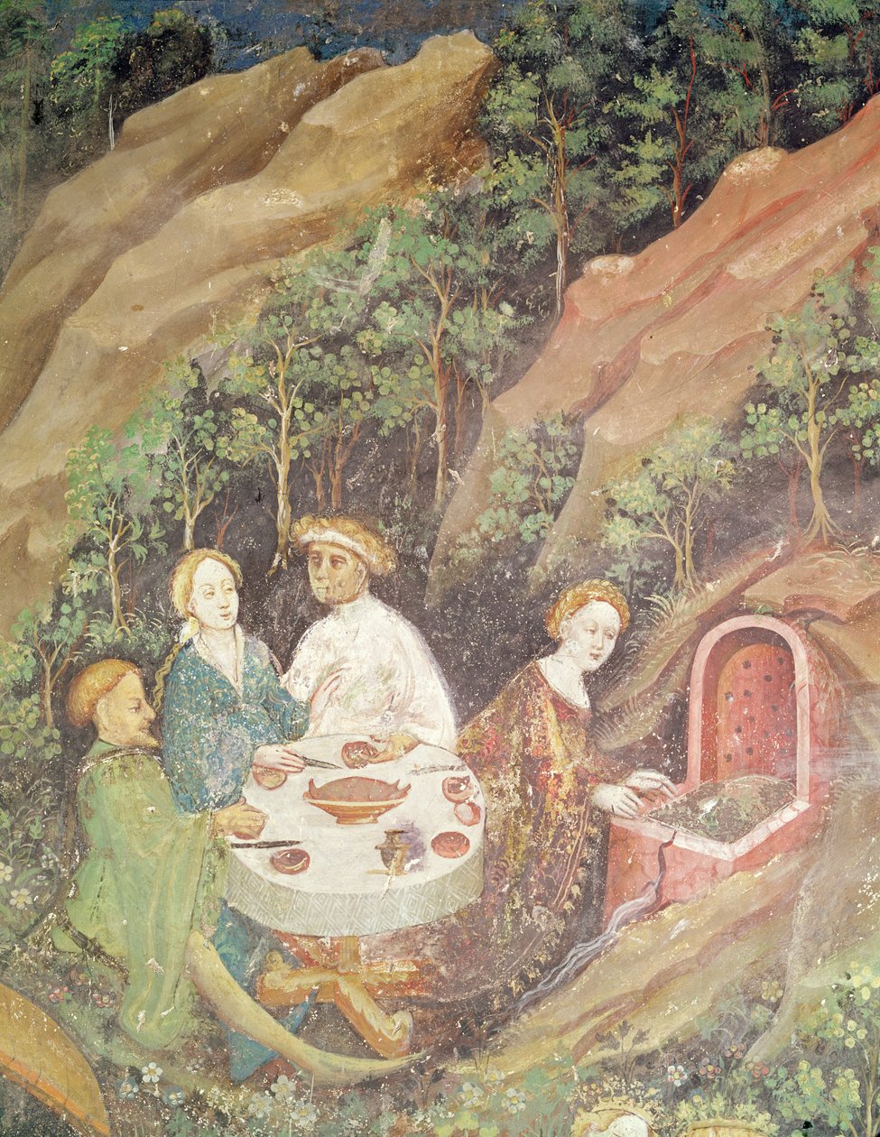 Mayıs Ayı, piknik barbeküsünün detayı, c.1400 (75565 detayı) by Bohemian School