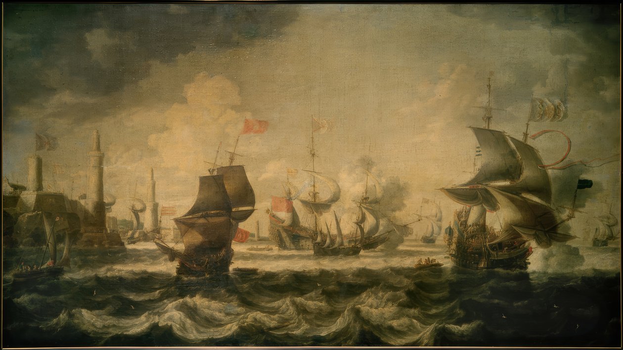 Bir limanın önünde gemiler by Bonaventura I. Peeters
