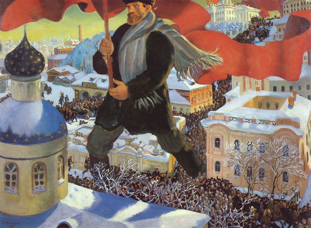 Bolşevik. by Boris Mikhailovich Kustodiev