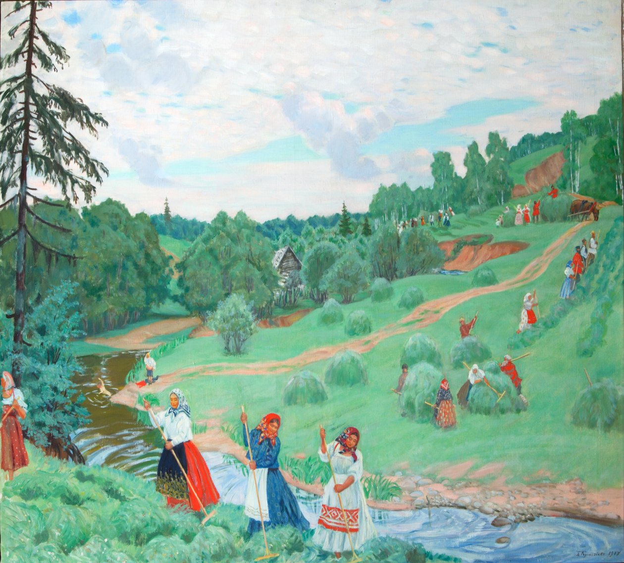 Hey Yapımı, 1918 by Boris Mikhailovich Kustodiev