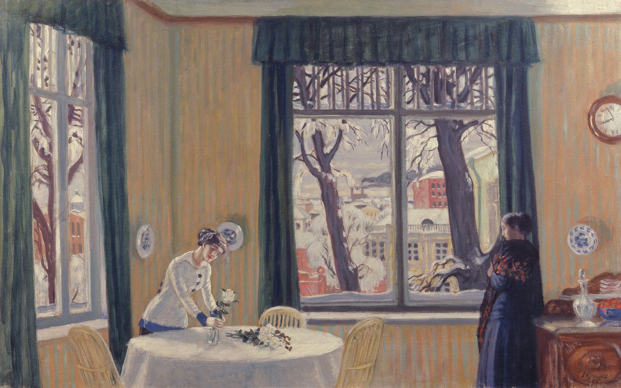Odada. Kış, 1915 by Boris Mikhailovich Kustodiev