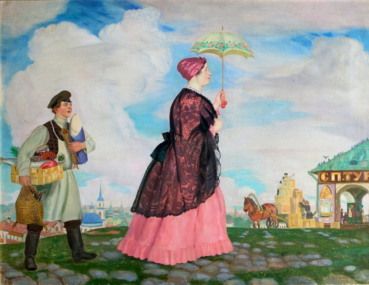Tüccar kadın alımları, 1920 by Boris Mikhailovich Kustodiev