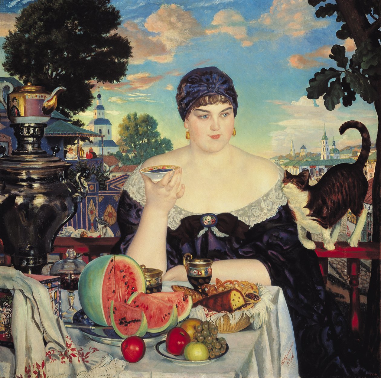 Tüccarın Karısı Çayda by Boris Mikhailovich Kustodiev