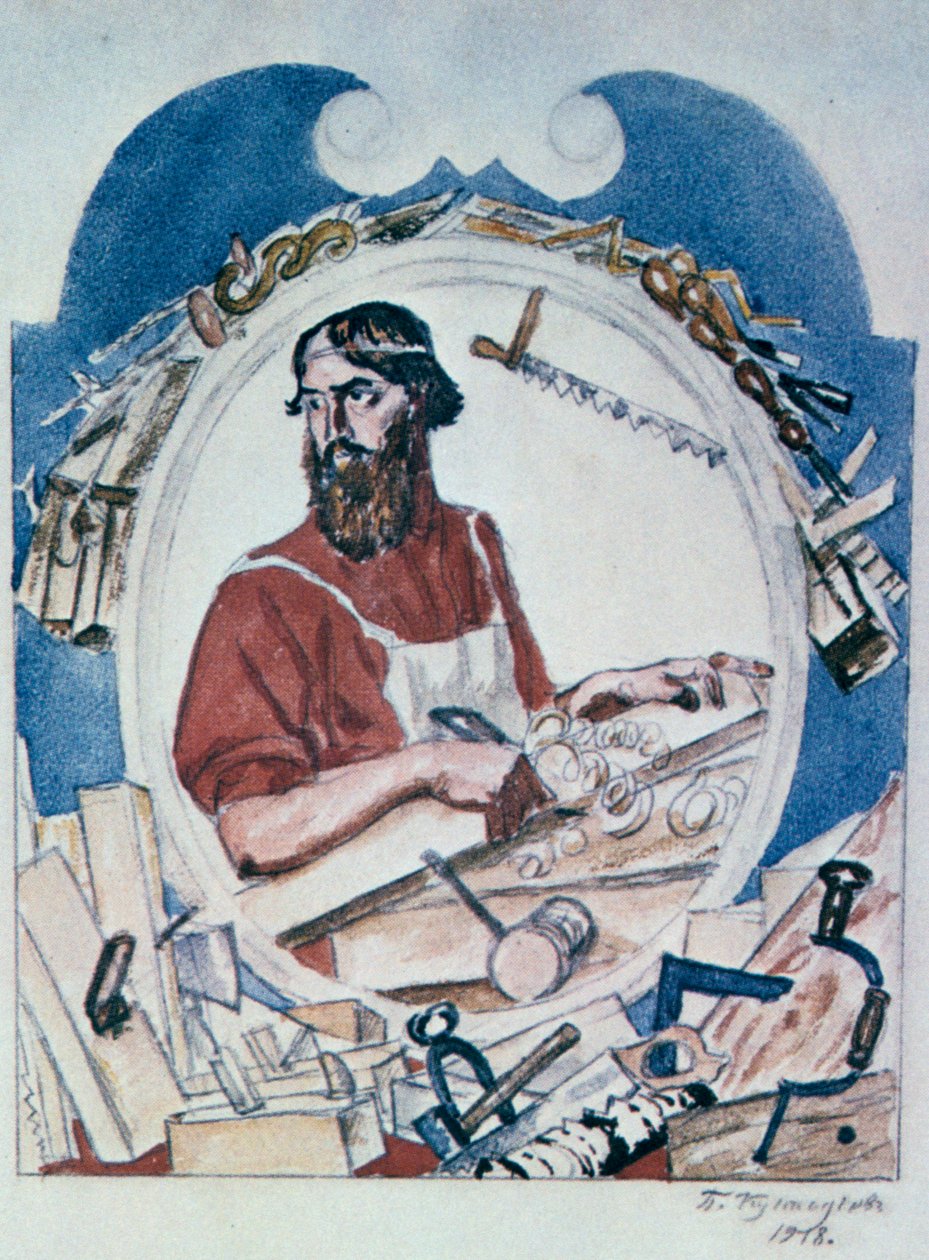 Marangoz, 1918. by Boris Mikhailovich Kustodiev