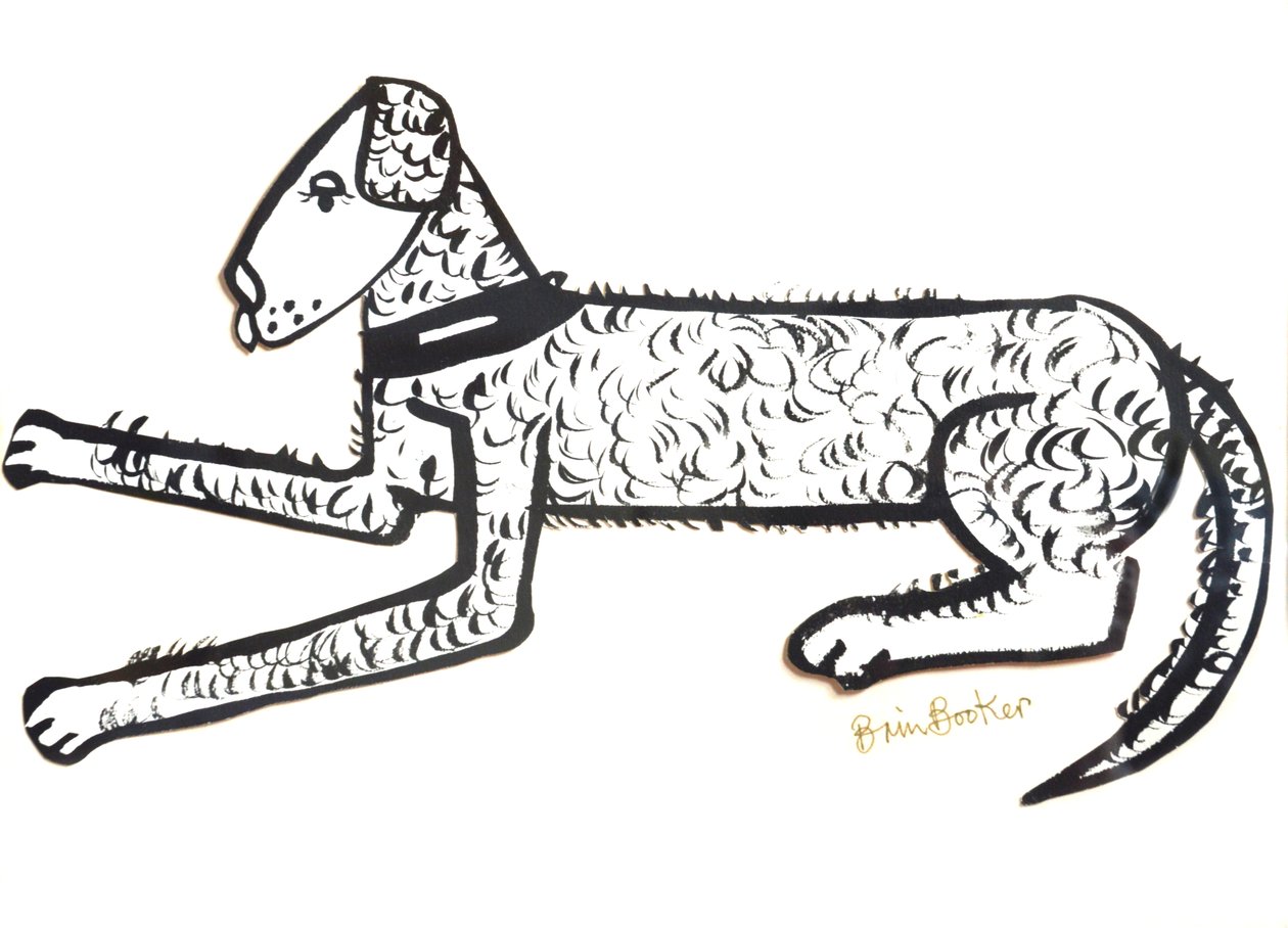 Hound Dog (brush & ink on paper) by Brenda Brin Booker