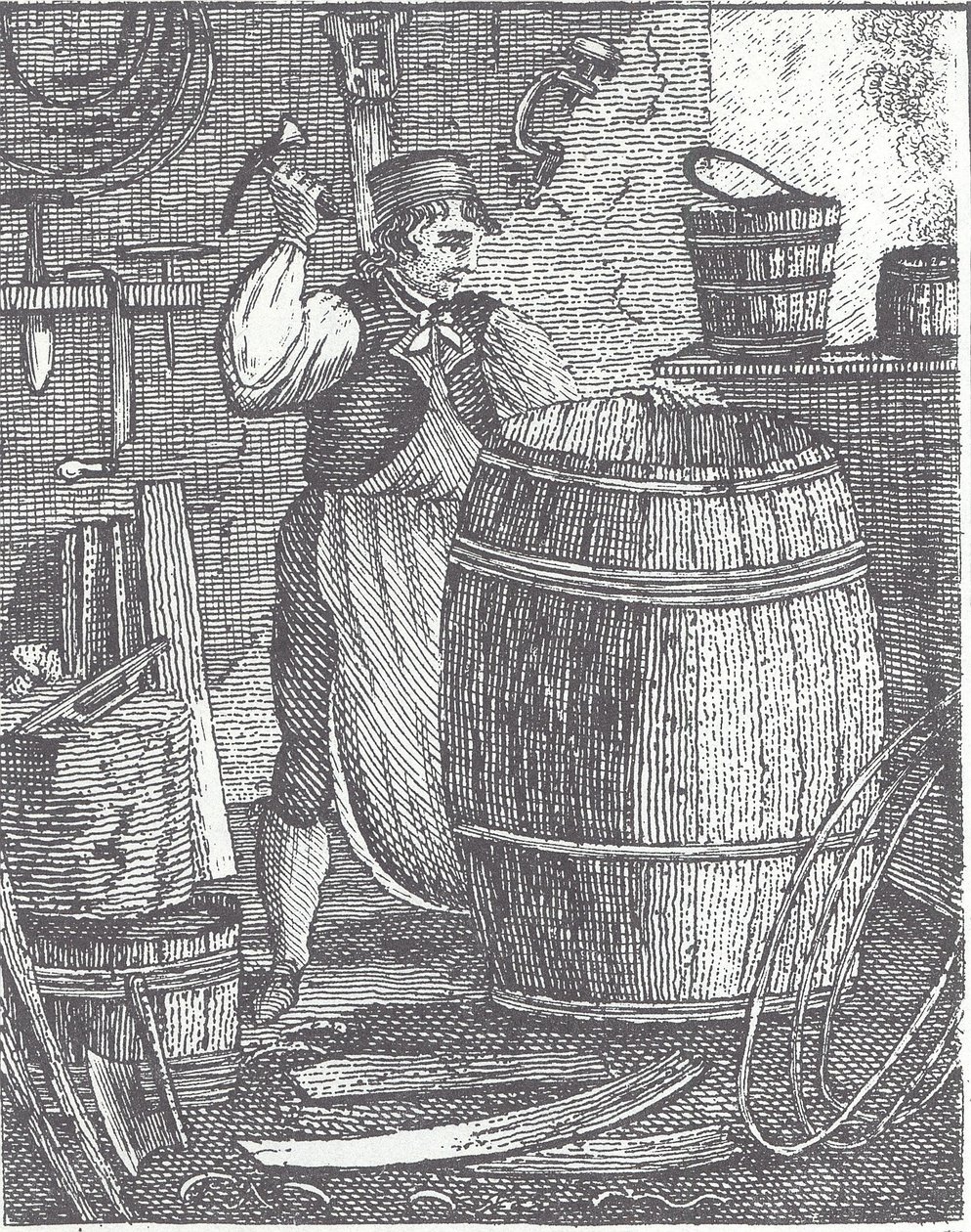 Cooper yapımı varil (gravür) by British School