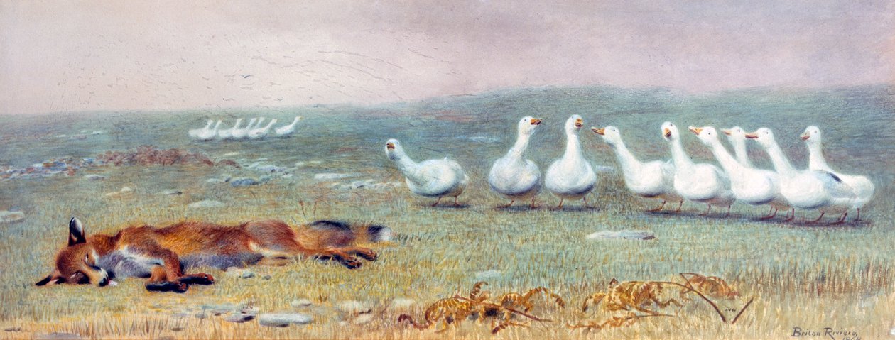 Tilki ve Kaz Oyunu, 1868 by Briton Riviere
