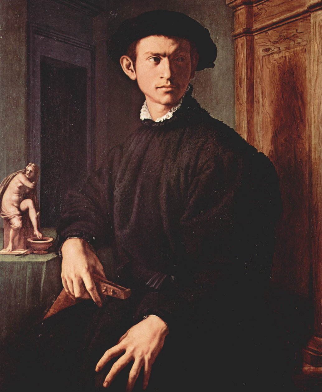 Ud ile genç bir adam portresi by Agnolo Bronzino