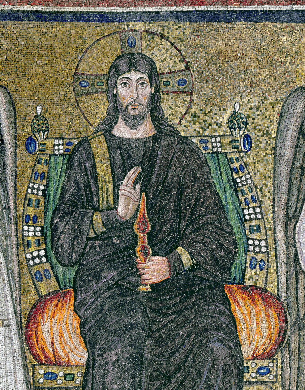 Mesih meleklerle tahta çıktı (mozaik) (344548 detayı) by Byzantine School