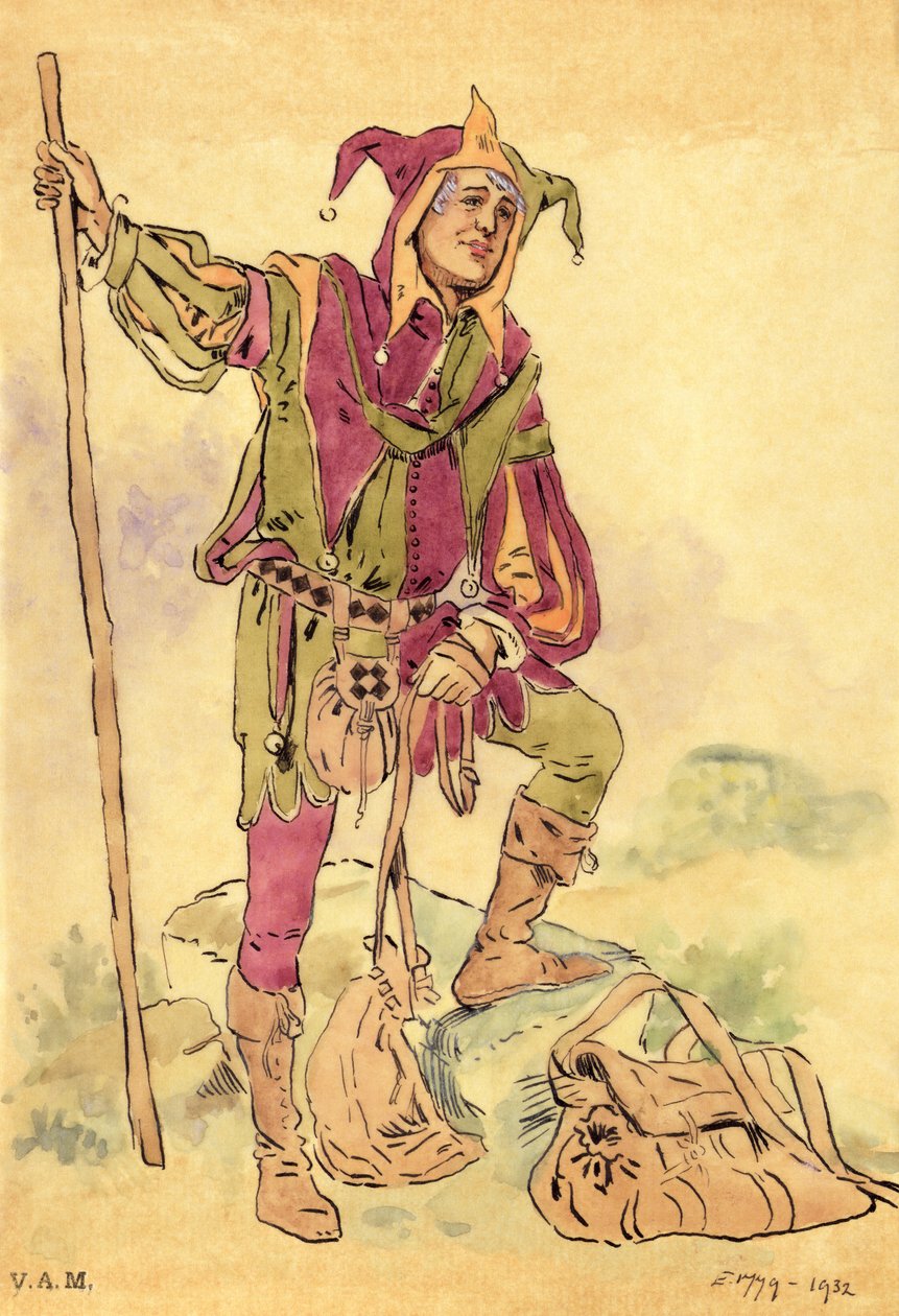 Bir Yaz Gecesi Rüyası c.1881-93 için bir soytarı için kostüm tasarımı by C. Wilhelm