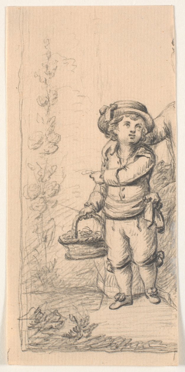 Çiçek sepeti olan küçük çocuk. Ayırmak by C.A. Lorentzen