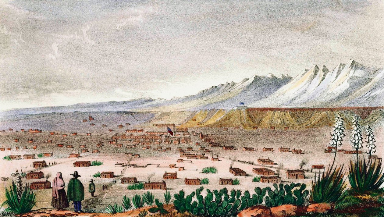 Santa Fe, New Mexico, 1848 civarı. (baskı) by C.B. Graham