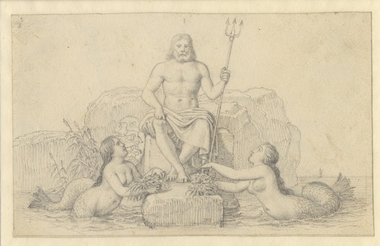 Neptün ve iki nereid. by Christoffer Wilhelm Eckersberg