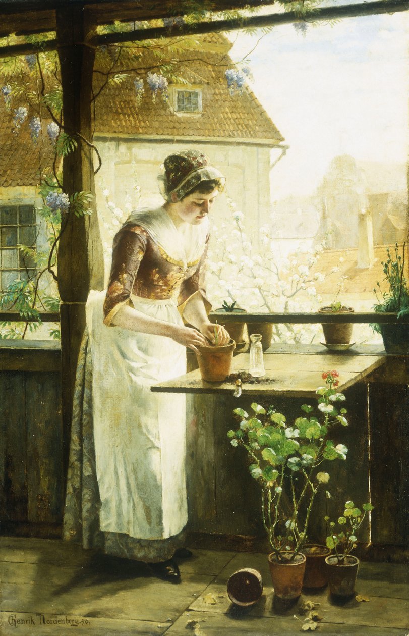 Kadın Saksı Çiçekleri, 1890 by C. Hendrick Nordenberg