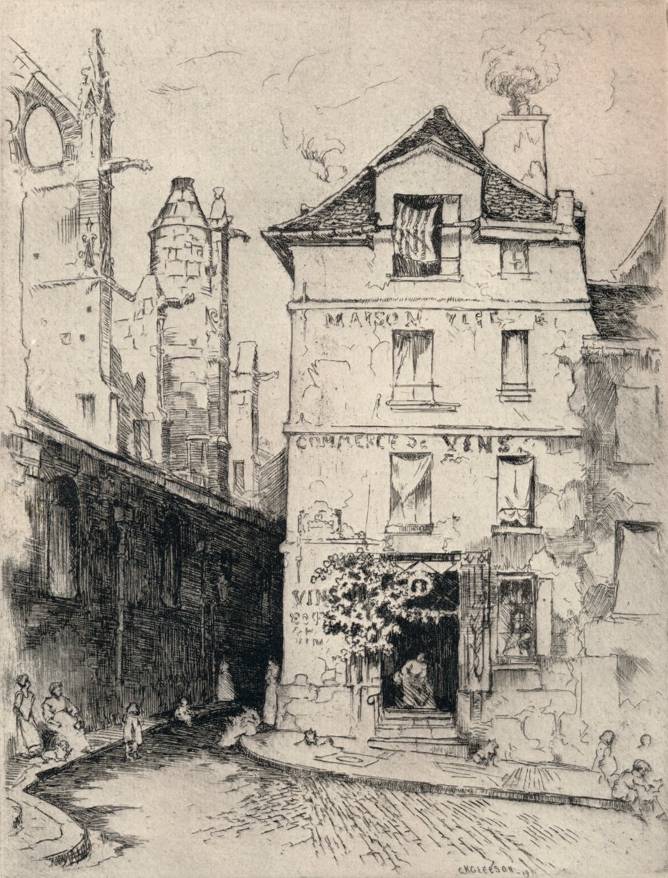 St Etienne-du-Mont yakınlarında, 1915 by C. K. Gleeson