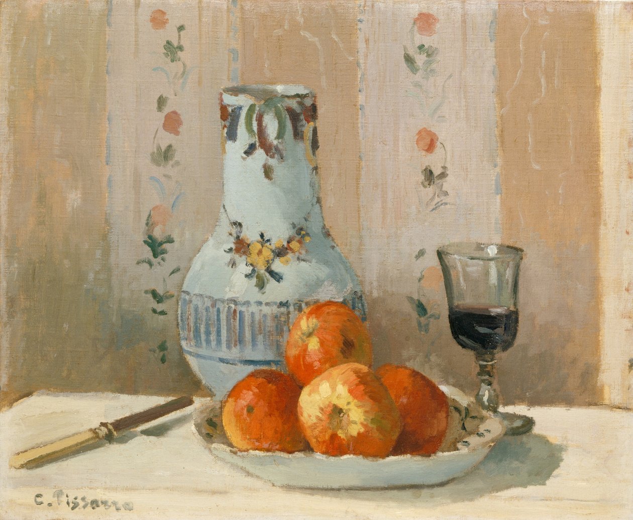 Elma ve Sürahi ile Natürmort by Camille Jacob Pissarro