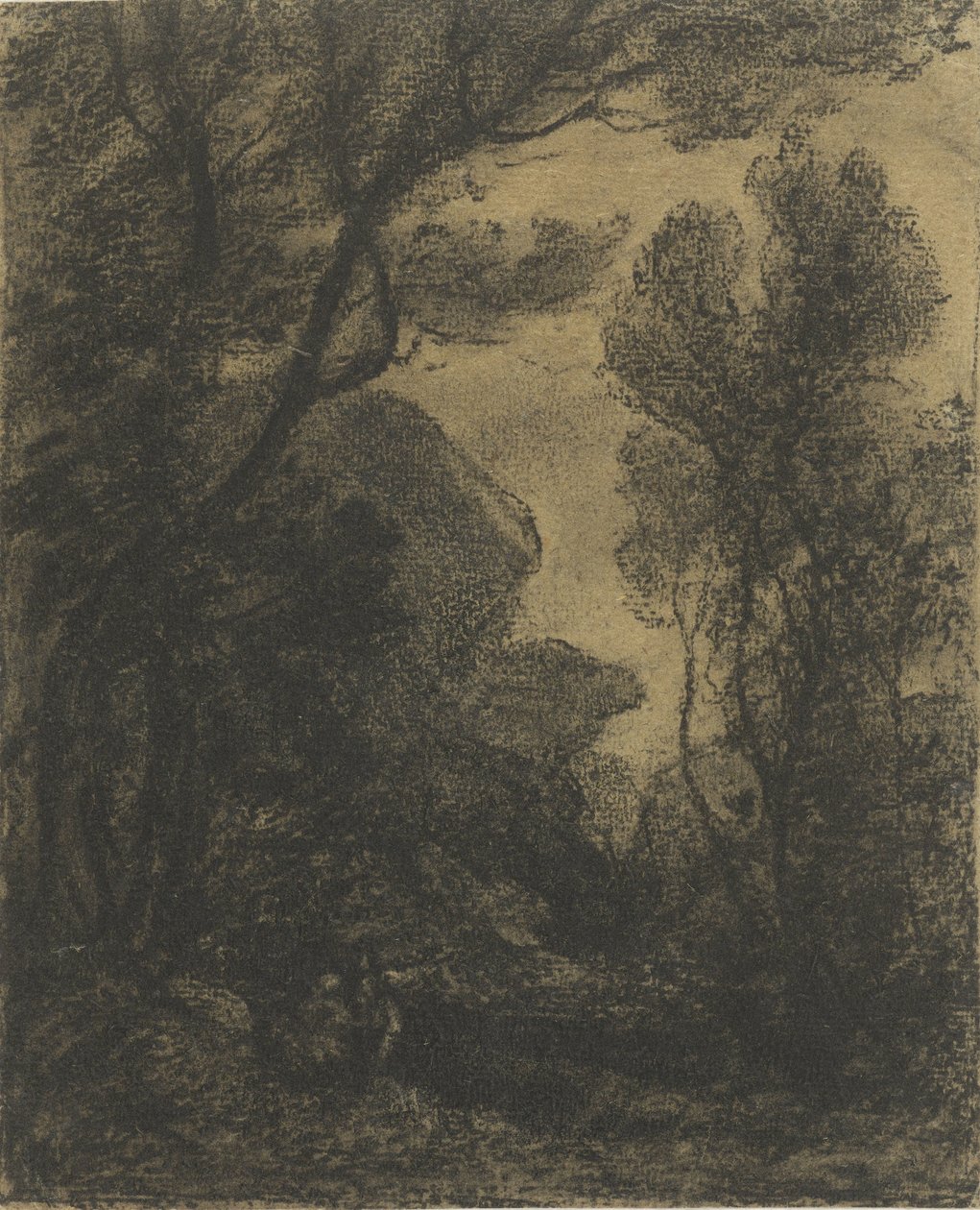 Gece orman manzarası by Camille Corot