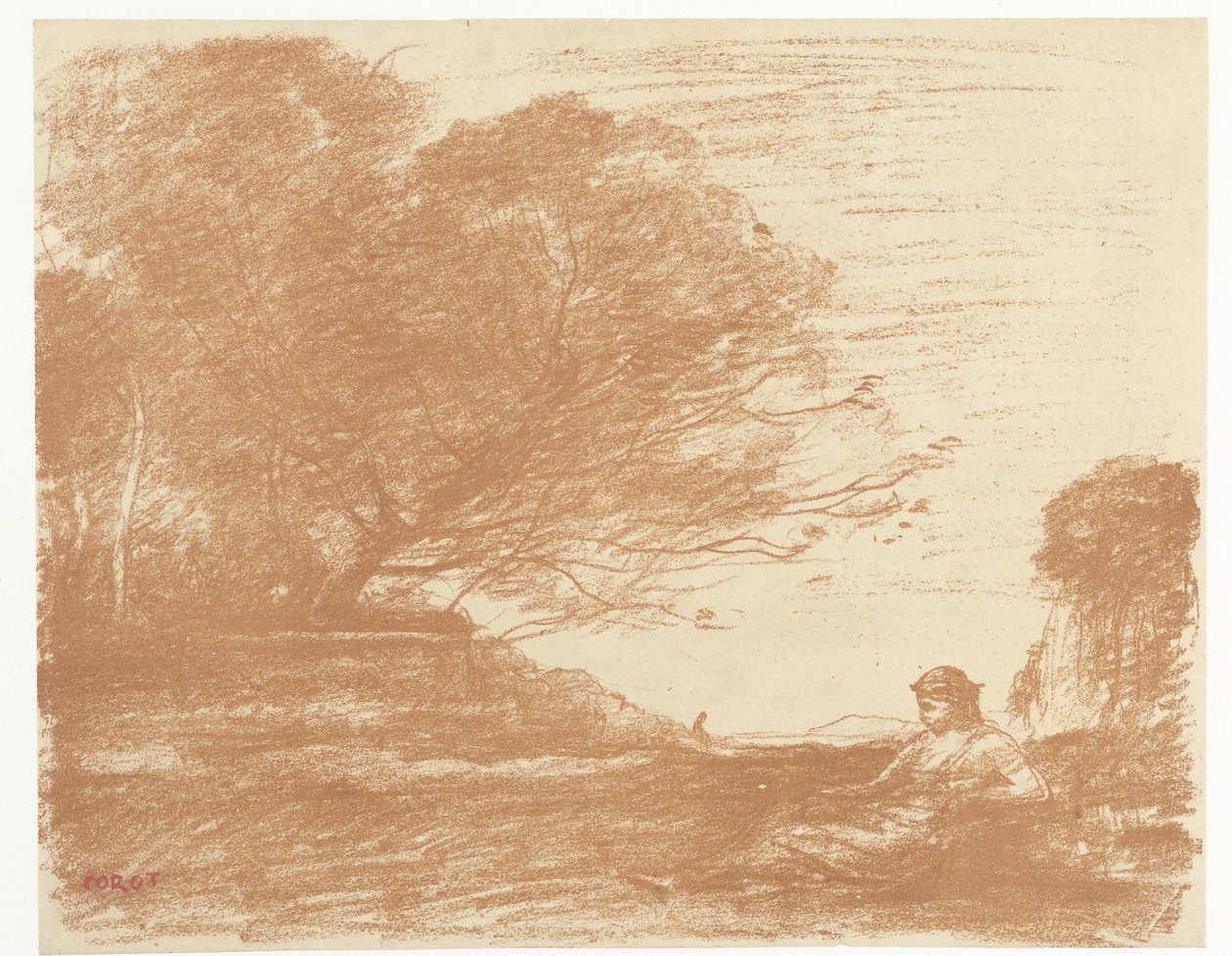 Landschap Sapho'daki Sappho by Camille Corot