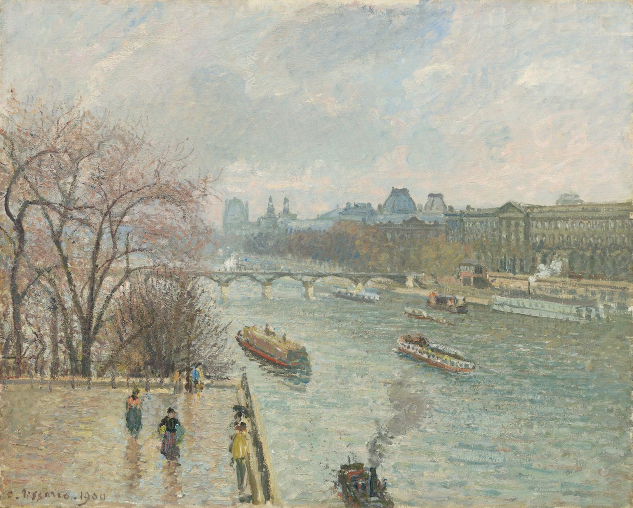 Louvre, Öğleden Sonra, Yağmurlu Hava by Camille Pissarro