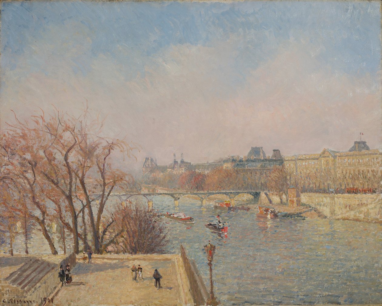 Louvre, Sabah, Güneş Işığı by Camille Pissarro