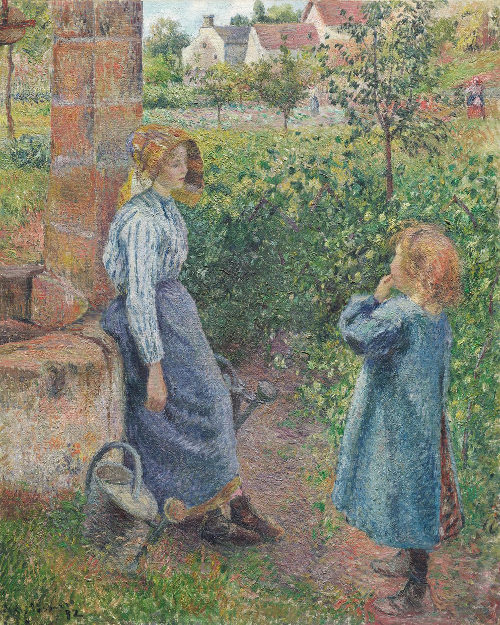 Kuyuda Kadın ve Çocuk, 1882. by Camille Pissarro