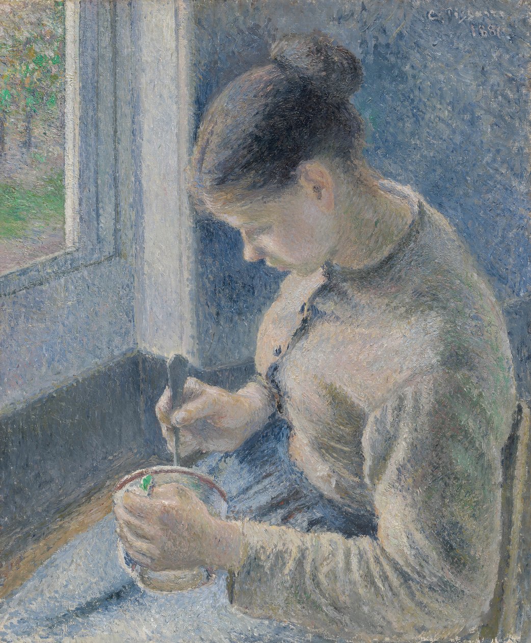 Kahvesini İçen Genç Köylü, 1881. by Camille Pissarro