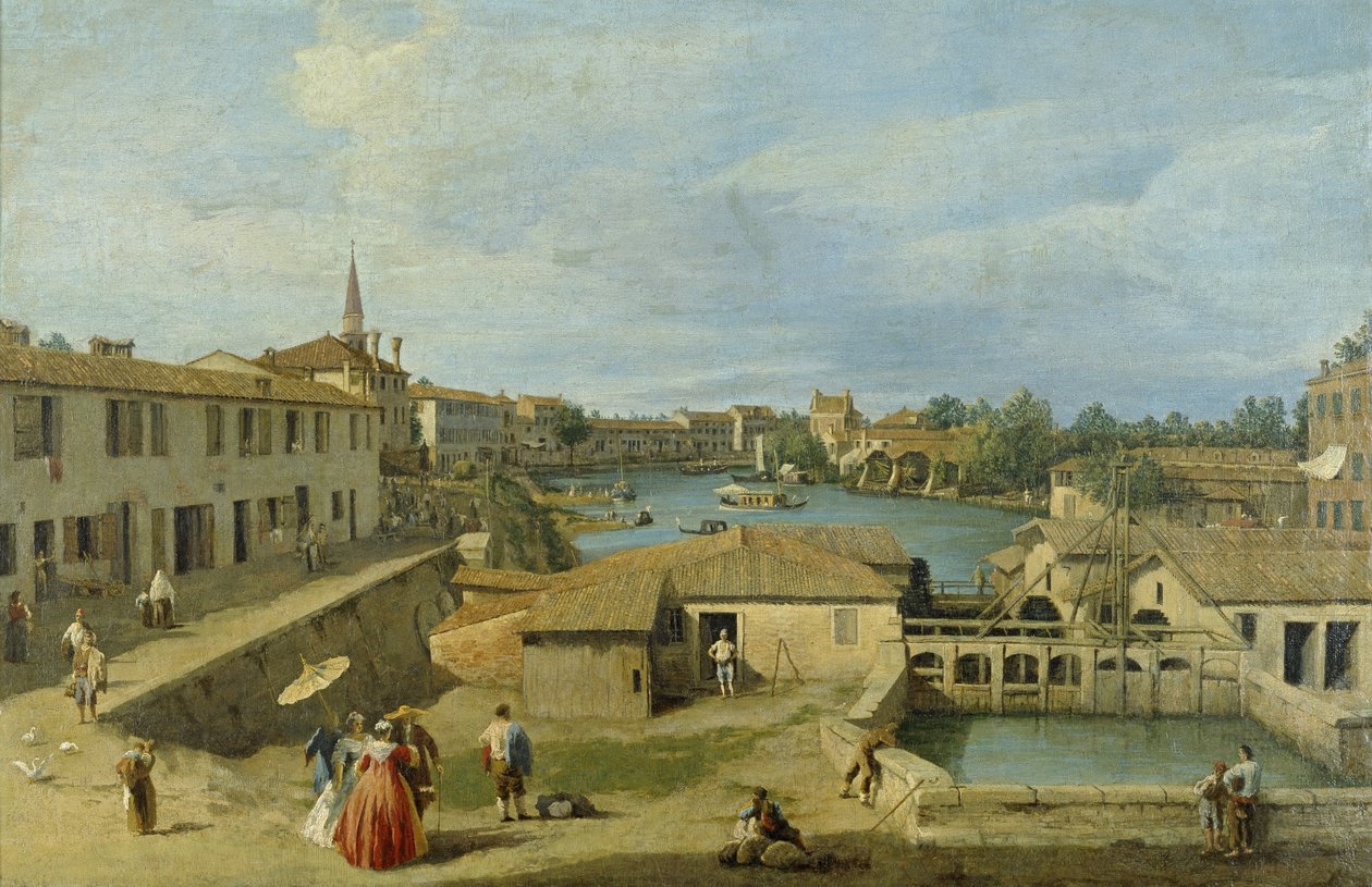 Brenta Kanalı'nda Dolo'dan Bir Görünüm, c.1725-29 by Giovanni Antonio Canal