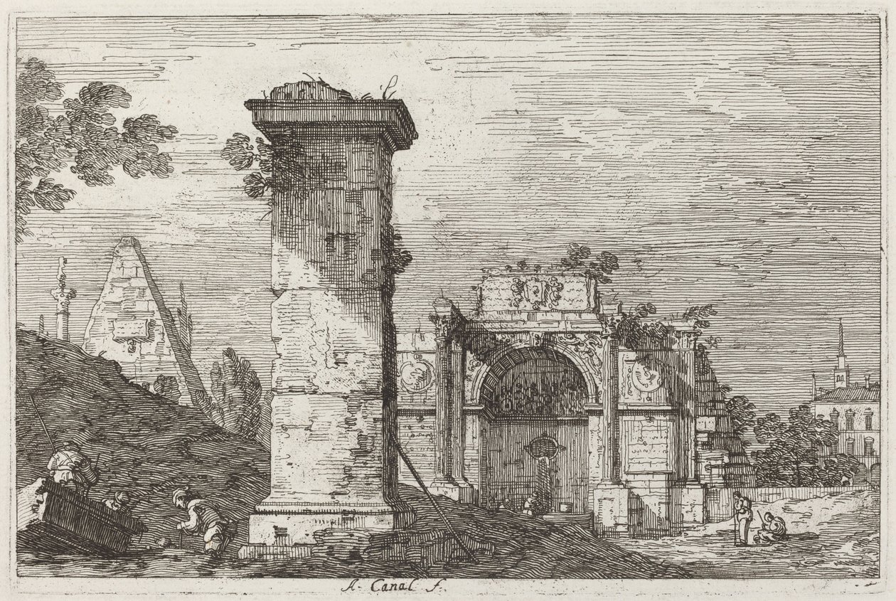 Yıkılmış Anıtlarla Peyzaj [sağda], c. 17351746. by Canaletto